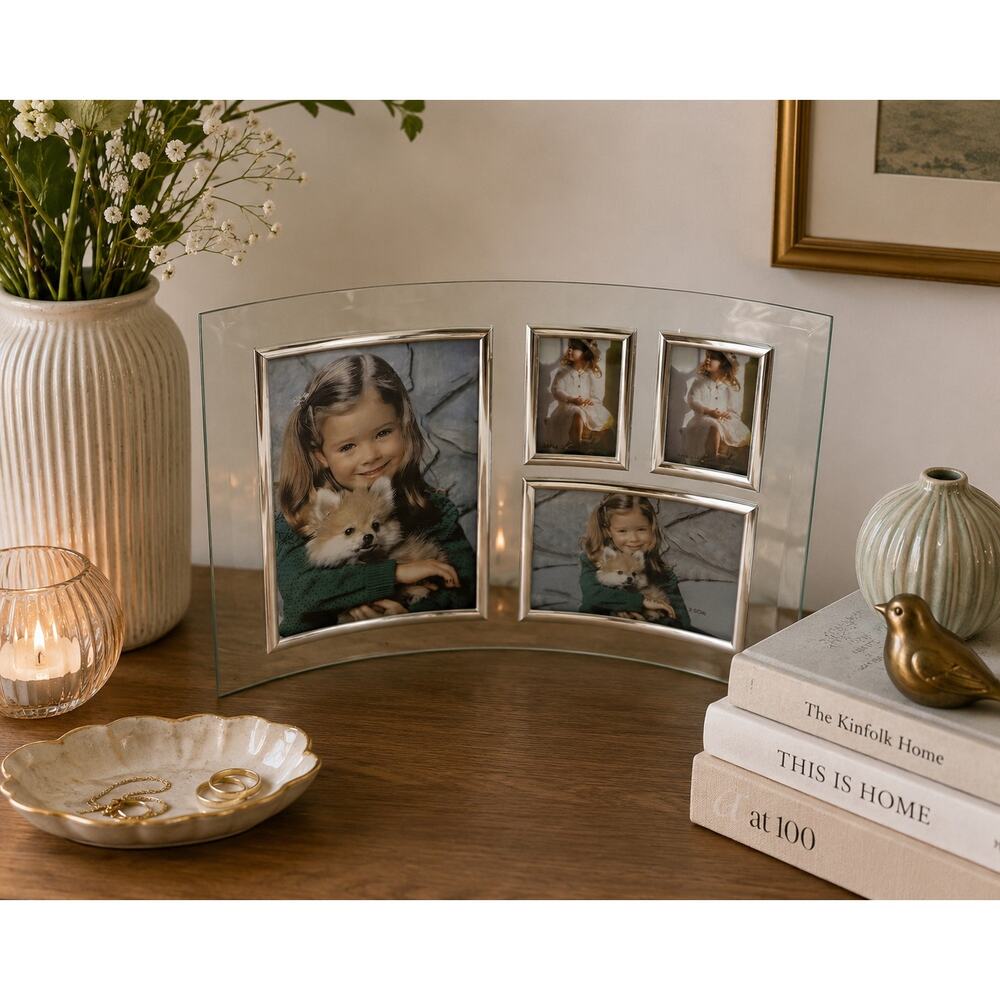 Jennifer Moore Tabletop Contemporary Glass Collage Photo Frame Picture Holder